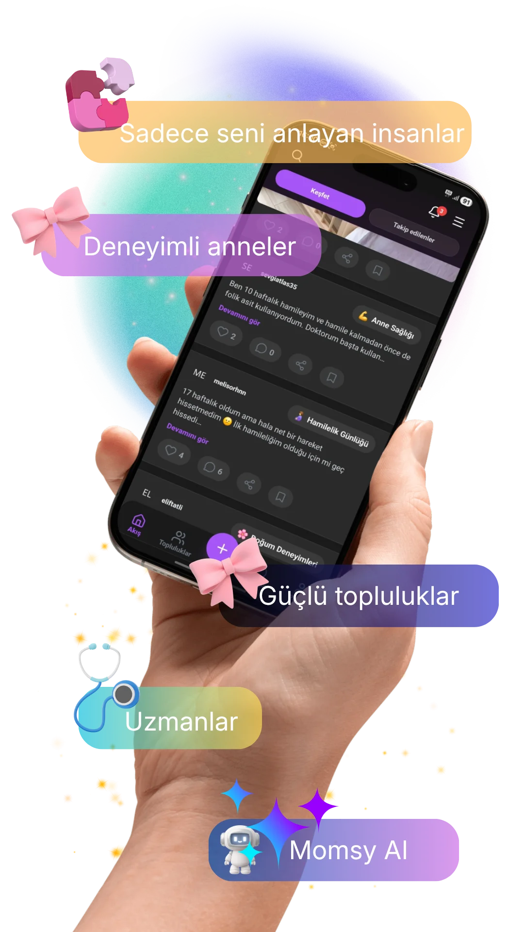 Momsy hamilelik takip uygulaması ekran görüntüsü